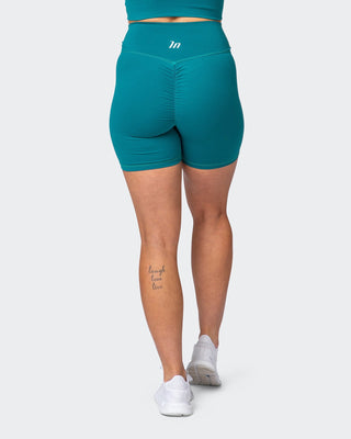 Signature Scrunch Bike Shorts - Teal-Shorts-XXS-MNAPPRL7718-MNAPPRL7718-2-Muscle Nation