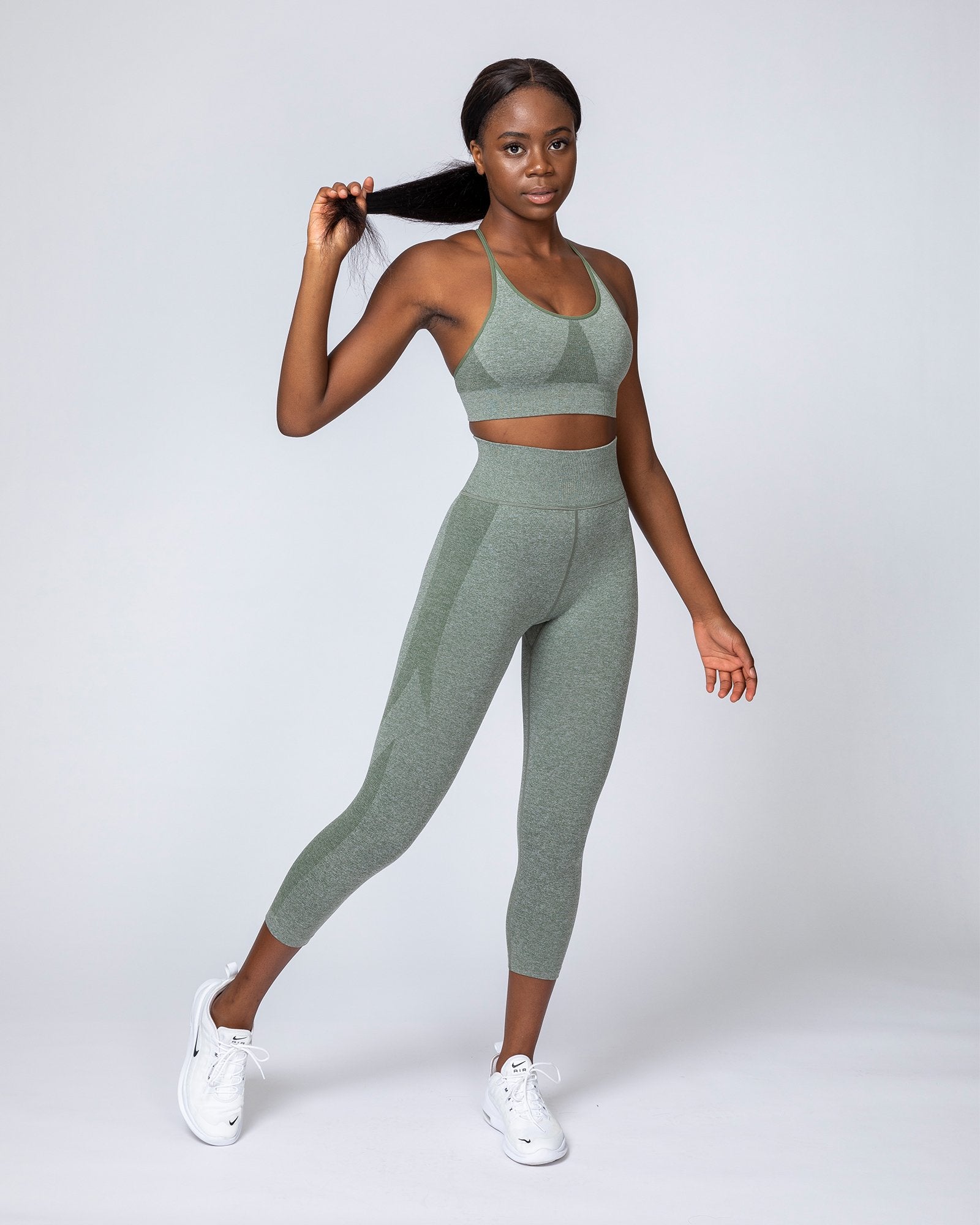 SoftMove™ Pocket-detail Sports Leggings - Khaki green - Ladies | H&M US