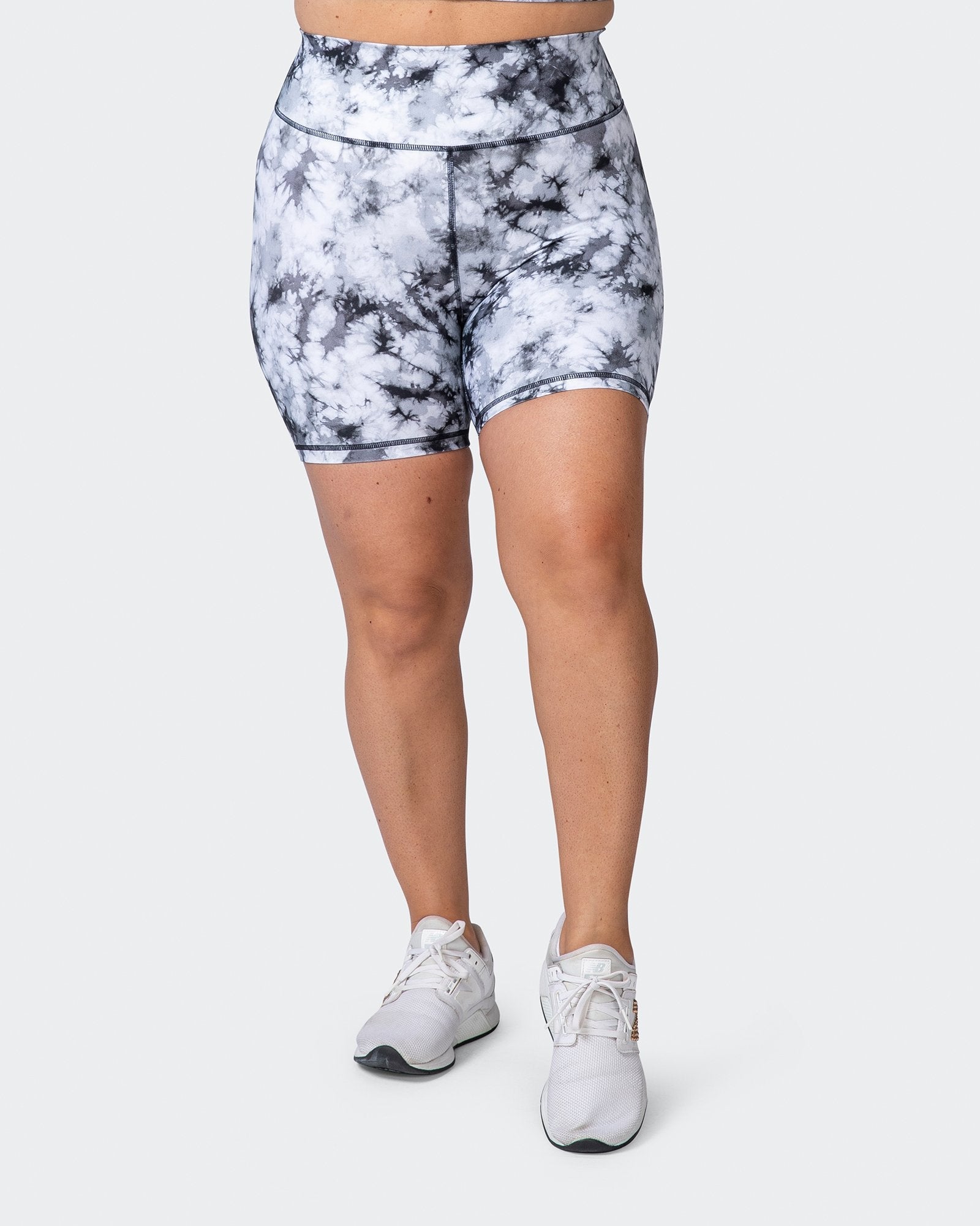 Signature Scrunch Bike Shorts - Grey Black Tie Dye Print