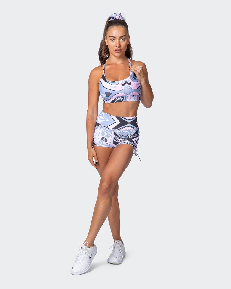 Signature Scrunch Tie Up Shorts - Marble Print