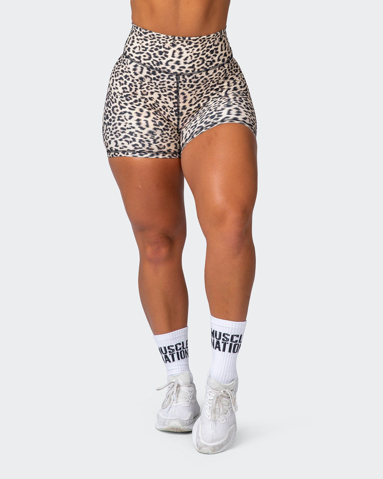 Signature Scrunch Midway Shorts - Yellow Leopard