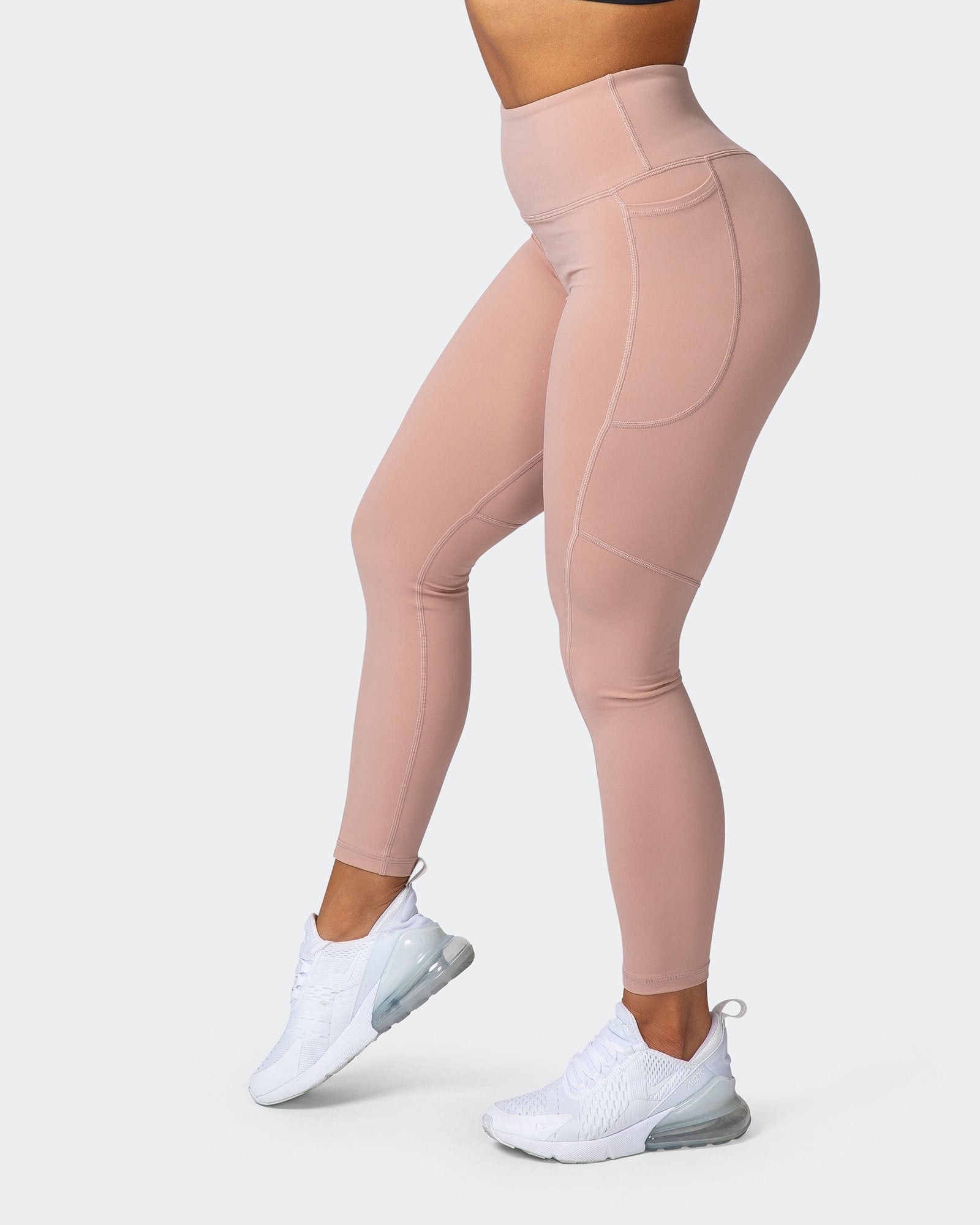 Superior Squat Pocket Ankle Length Leggings - Mahogany Rose