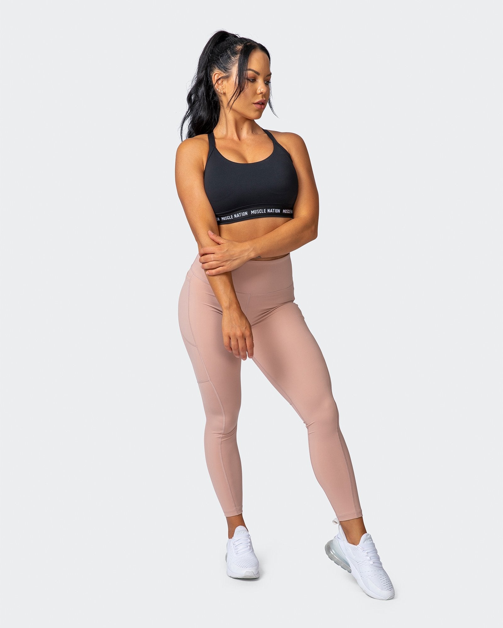 Superior Squat Pocket Ankle Length Leggings - Mahogany Rose