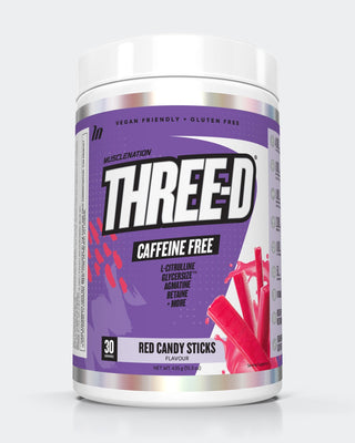 THREE D Pre Workout Pump Caffeine Free - Red Candy Sticks - 30 serves
