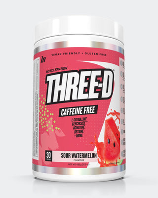 THREE D Pre Workout Pump Caffeine Free - Sour Watermelon - 30 serves