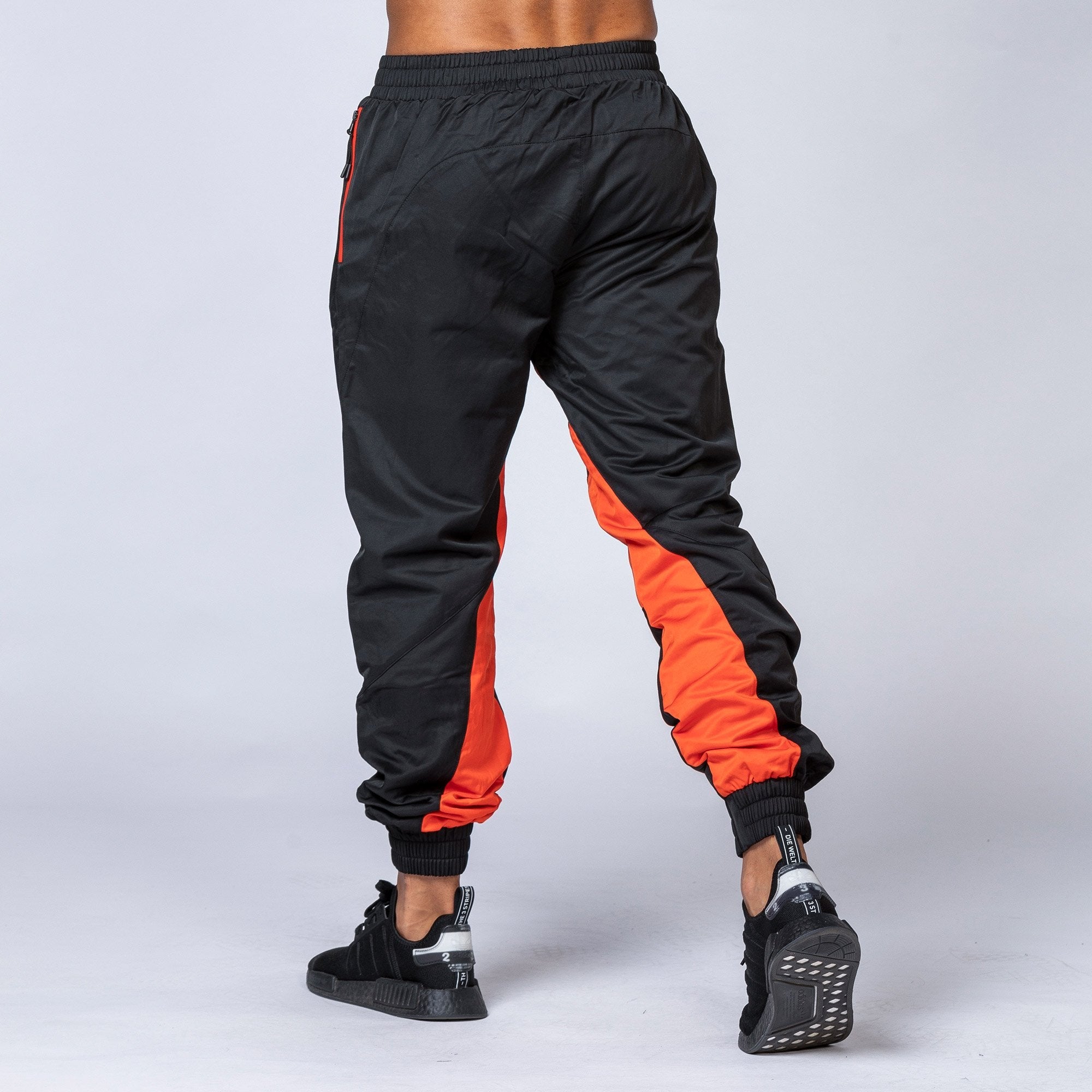 Unisex Retro Tracksuit Pants Black Blood Orange Muscle Nation