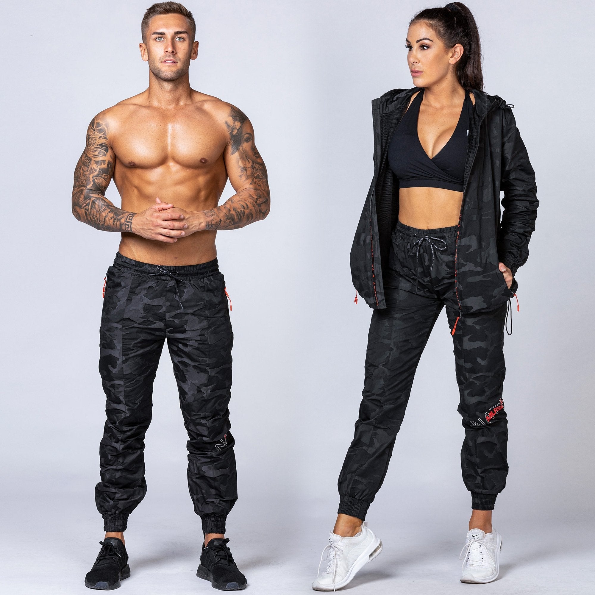 Unisex Tracksuit Pants - Black Camo