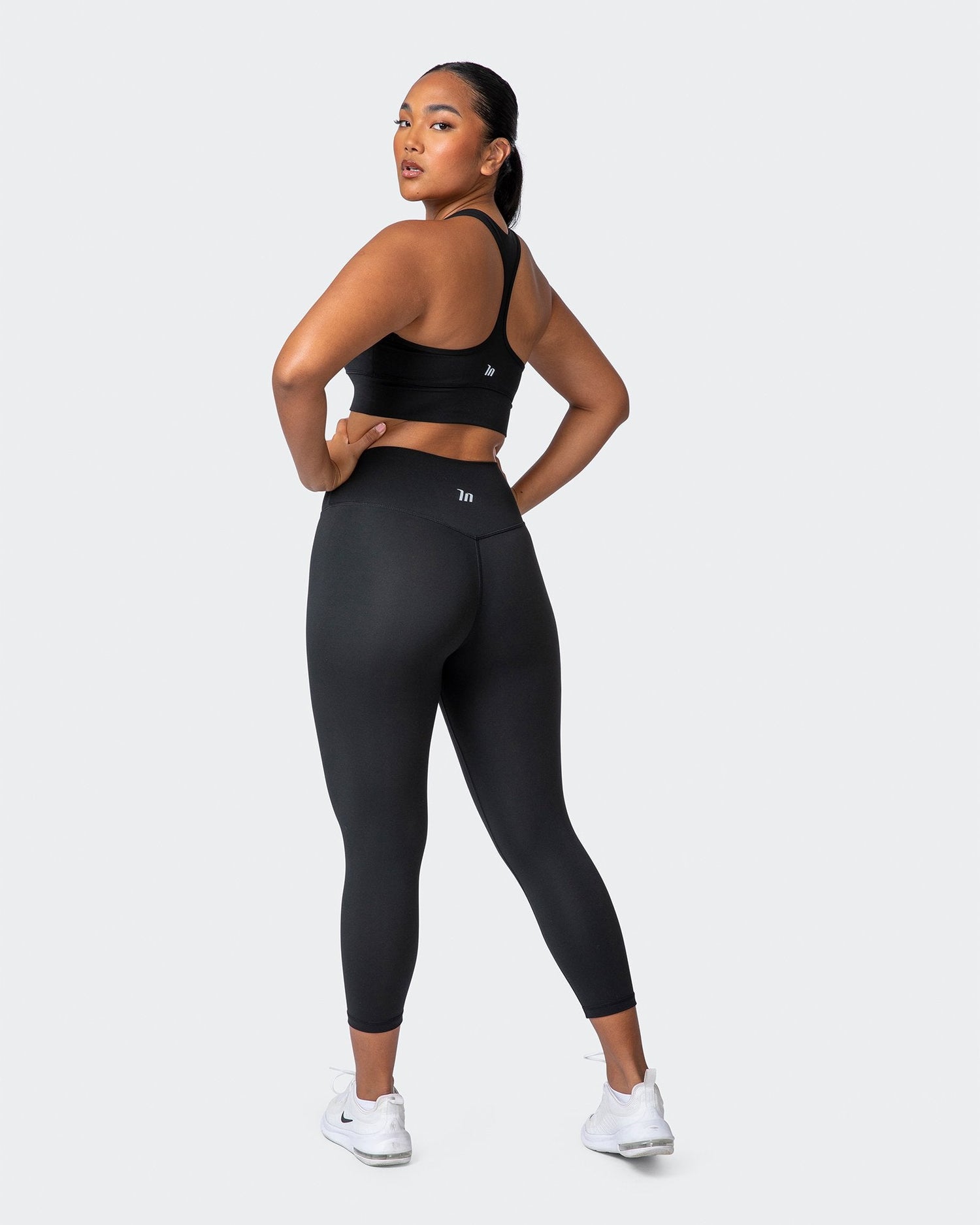 Women's Black Grambling Tigers Plus Size Thigh Logo Yoga Leggings