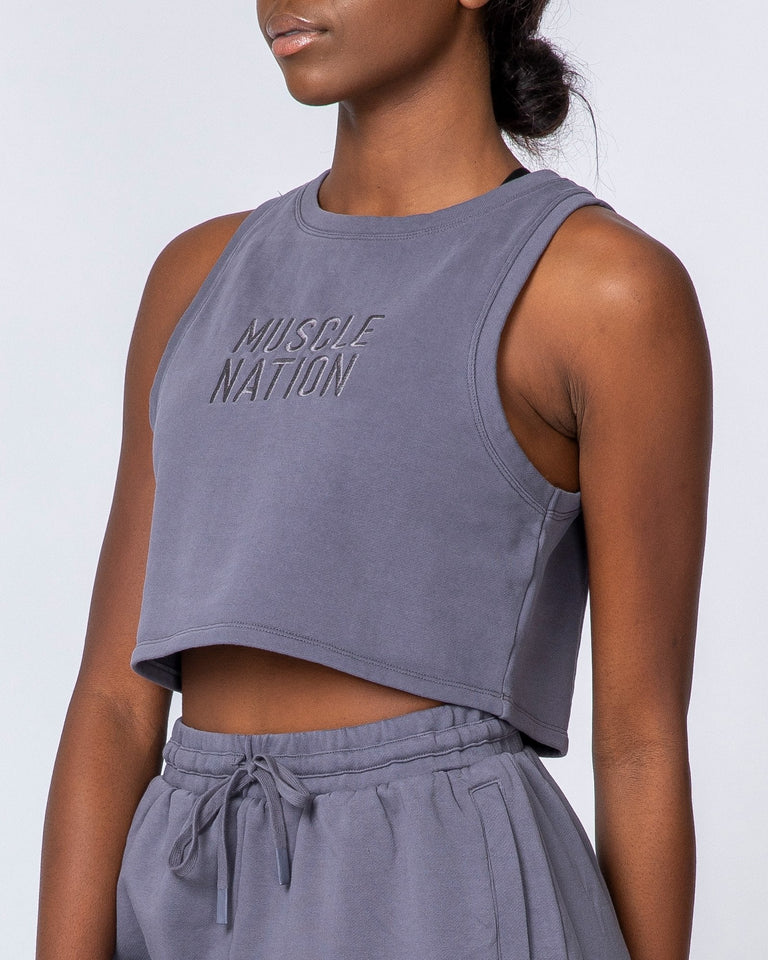 Cropped Rest Day Tank - Washed Sleet Grey
