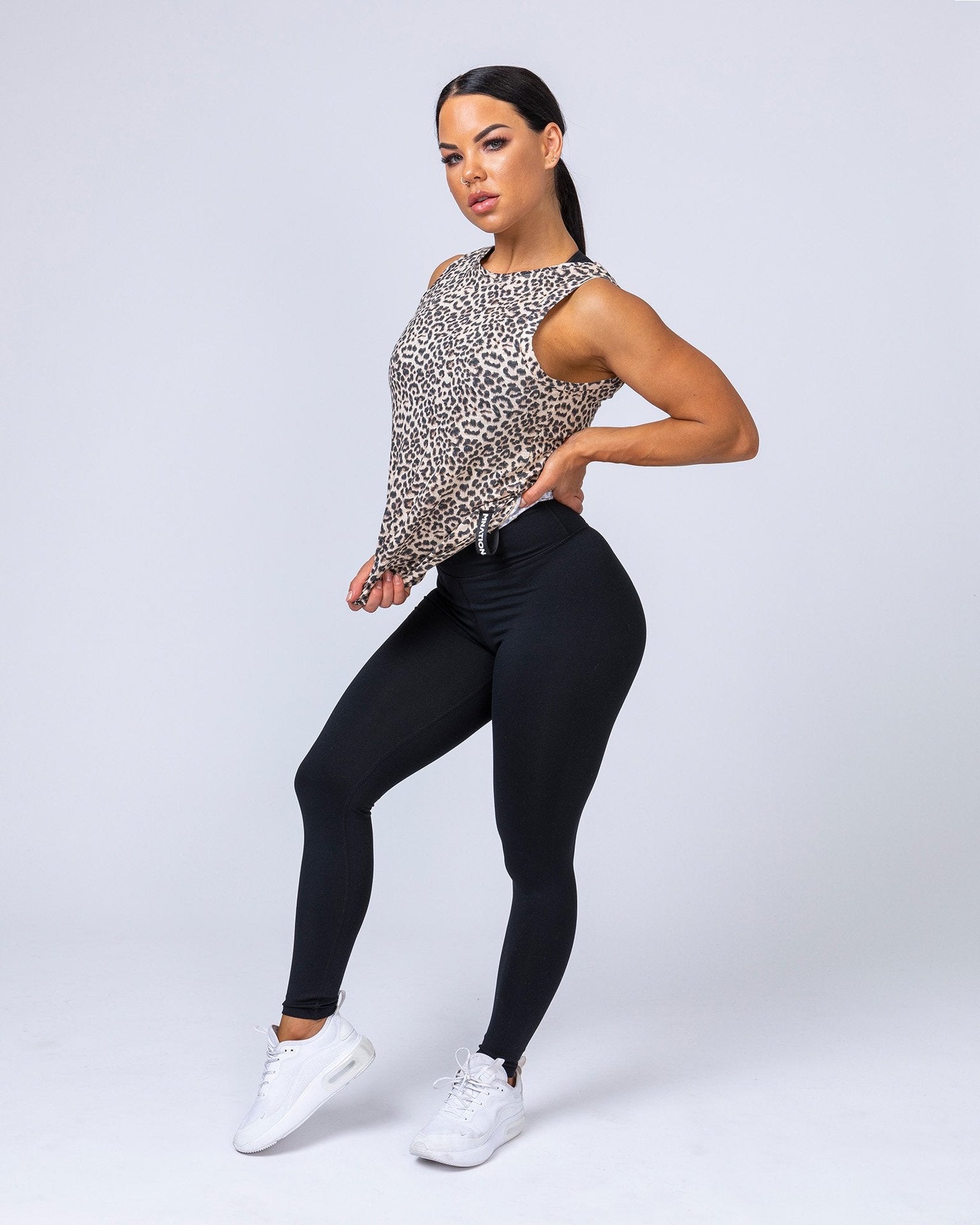 Womens Muscle Tank - Yellow Leopard-Tops-XS-MNAPPRL6273-MNAPPRL6273-6-Muscle Nation