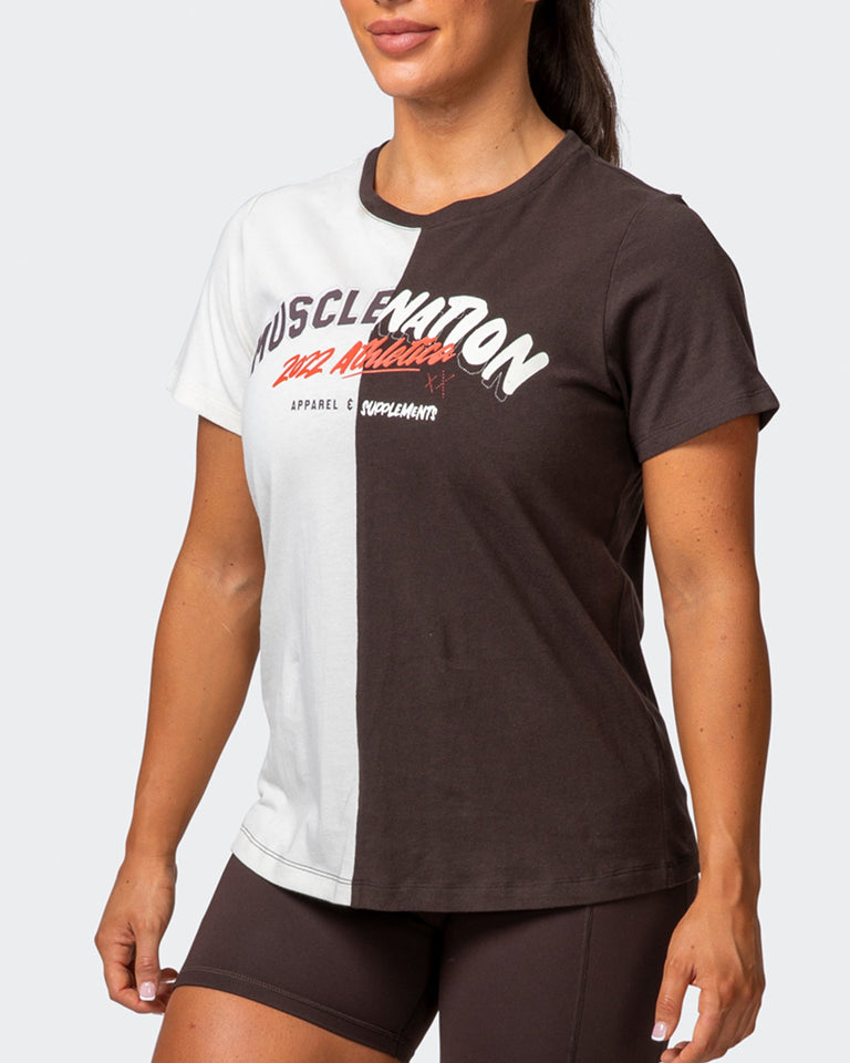Womens Regular Fit Athletica Tee - Cocoa / Dew